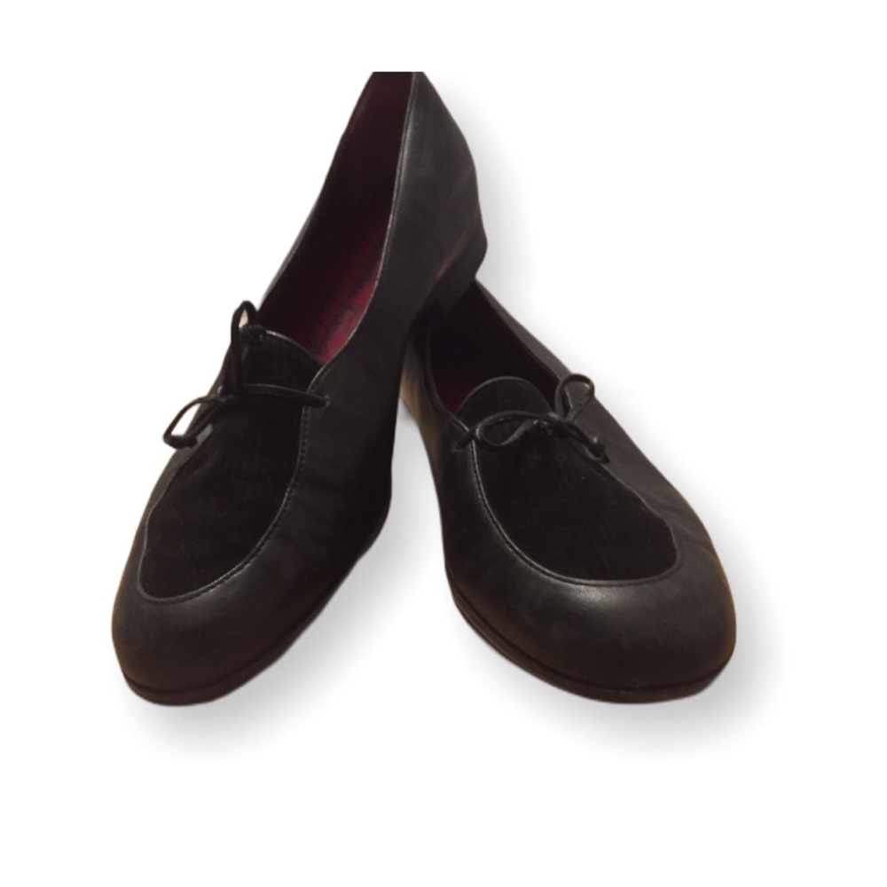 Salvatore Ferragamo Black Lace Up  Loafer Flats